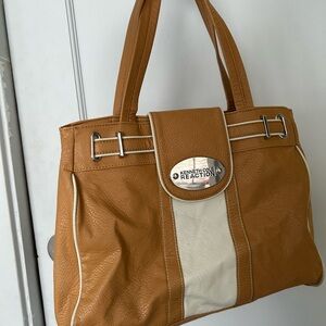 Kenneth Cole Reaction Brown and Cream Shoulder Bag